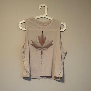 Lululemon Athletica Cream Muscle Tee with Leaf Graphic